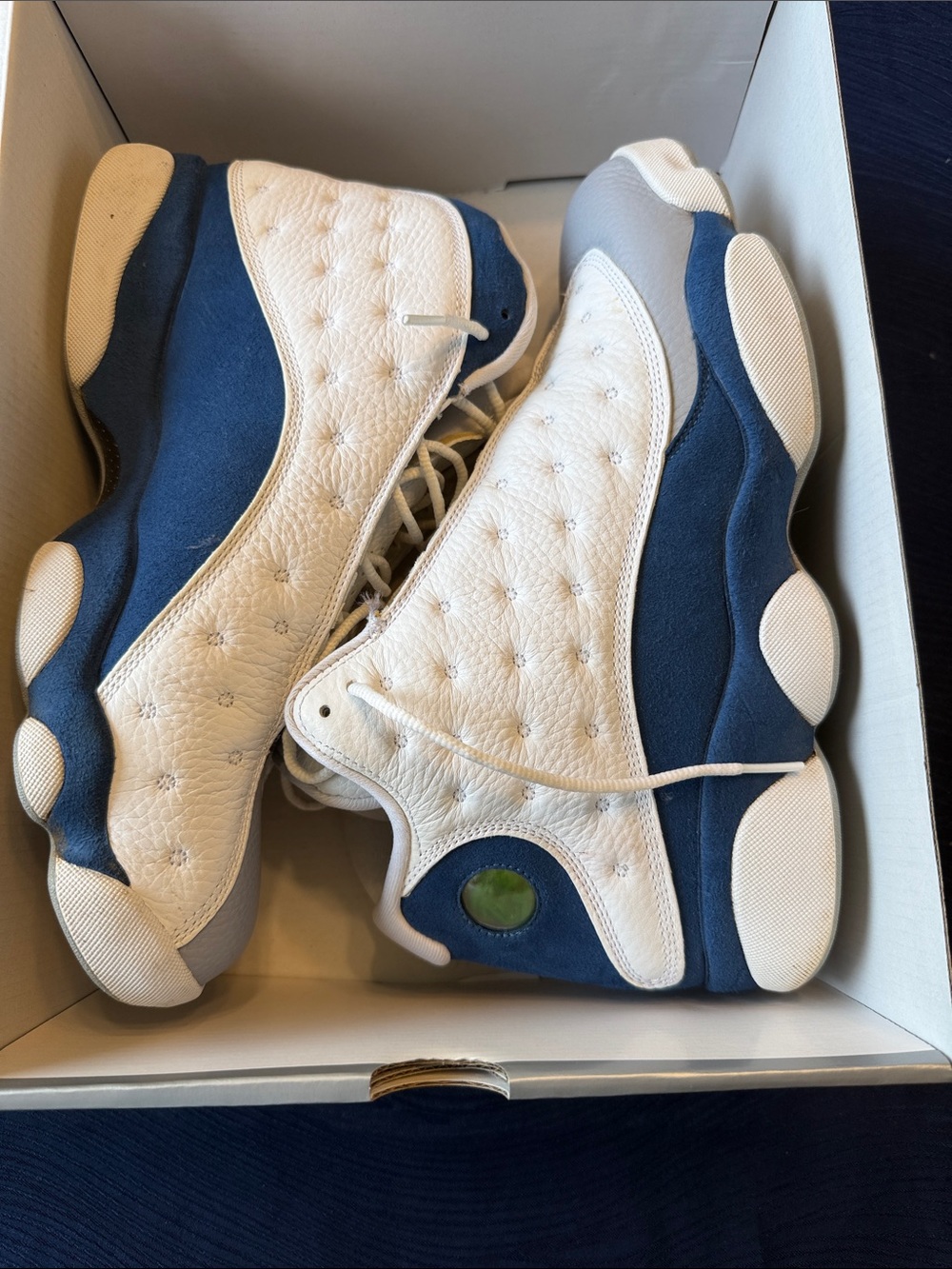Jordan Men's White and Navy Sneakers